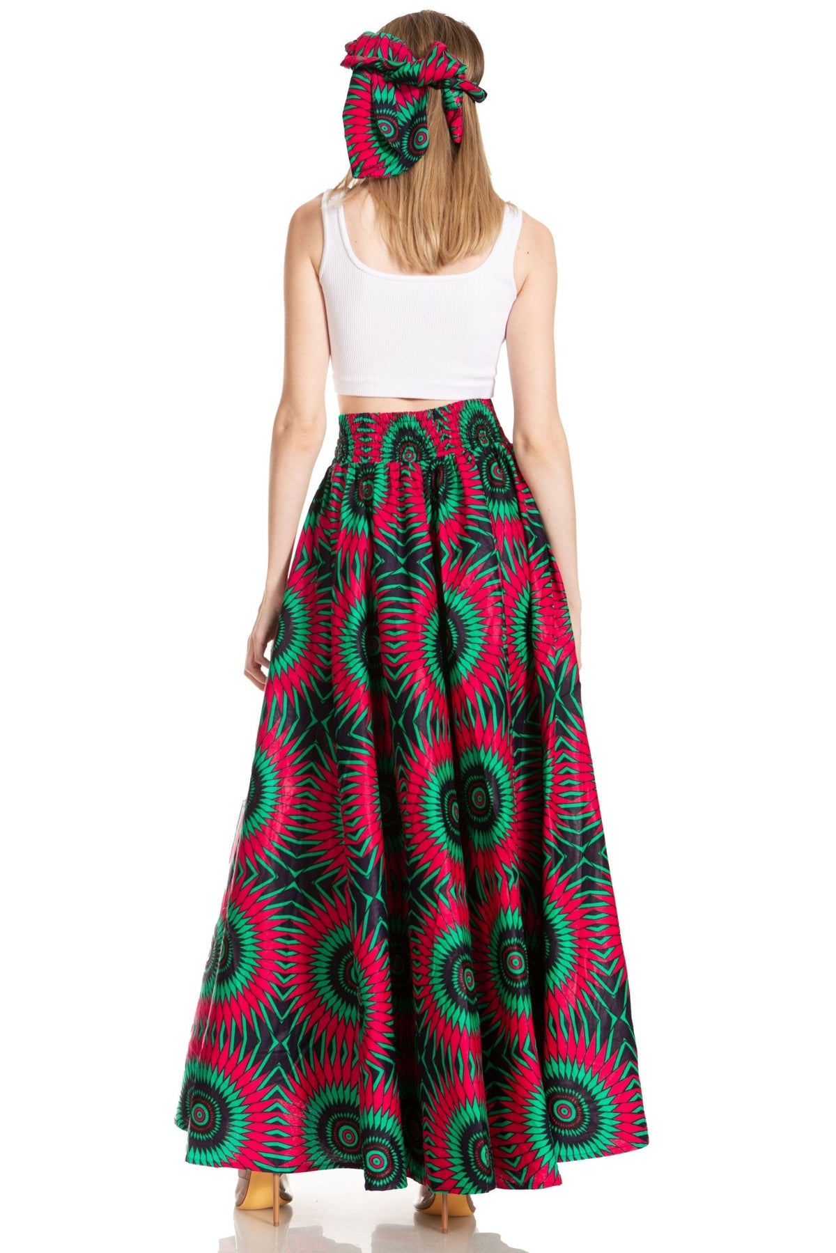 Sakkas Asma's Second Convertible Traditional Wax Print Maxi Skirt with Adjustable Straps - Buy One, Get One 50% Off skirts La Vie Bien Sakkas Asma's Second Convertible Traditional Wax Print Maxi Skirt with Adjustable Straps - Buy One, Get One 50% Off