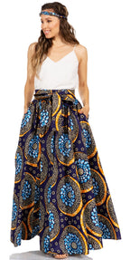 Sakkas Asma's Second Convertible Traditional Wax Print Maxi Skirt with Adjustable Straps - Buy One, Get One 50% Off skirts La Vie Bien Sakkas Asma's Second Convertible Traditional Wax Print Maxi Skirt with Adjustable Straps - Buy One, Get One 50% Off