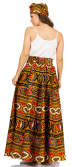 Sakkas Asma's Second Convertible Traditional Wax Print Maxi Skirt with Adjustable Straps - Buy One, Get One 50% Off skirts La Vie Bien Sakkas Asma's Second Convertible Traditional Wax Print Maxi Skirt with Adjustable Straps - Buy One, Get One 50% Off