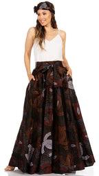 Sakkas Asma's Second Convertible Traditional Wax Print Maxi Skirt with Adjustable Straps - Buy One, Get One 50% Off skirts La Vie Bien Sakkas Asma's Second Convertible Traditional Wax Print Maxi Skirt with Adjustable Straps - Buy One, Get One 50% Off
