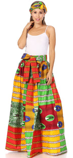 Sakkas Asma's Second Convertible Traditional Wax Print Maxi Skirt with Adjustable Straps - Buy One, Get One 50% Off skirts La Vie Bien Sakkas Asma's Second Convertible Traditional Wax Print Maxi Skirt with Adjustable Straps - Buy One, Get One 50% Off