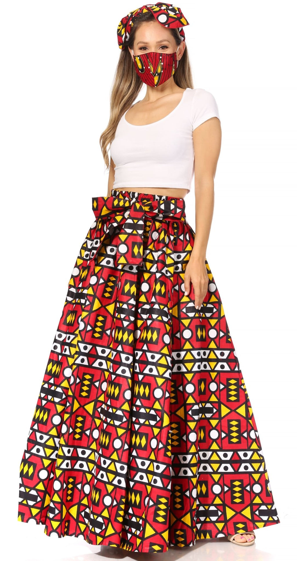 Sakkas Asma's Second Convertible Traditional Wax Print Maxi Skirt with Adjustable Straps - Buy One, Get One 50% Off skirts La Vie Bien Sakkas Asma's Second Convertible Traditional Wax Print Maxi Skirt with Adjustable Straps - Buy One, Get One 50% Off