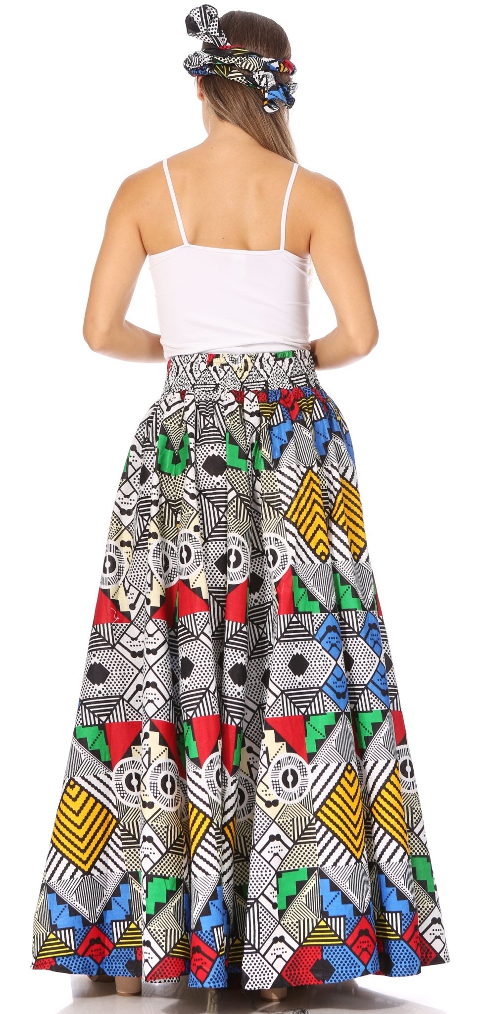 Sakkas Asma's Second Convertible Traditional Wax Print Maxi Skirt with Adjustable Straps - Buy One, Get One 50% Off skirts La Vie Bien Sakkas Asma's Second Convertible Traditional Wax Print Maxi Skirt with Adjustable Straps - Buy One, Get One 50% Off