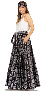 Sakkas Asma's Second Convertible Traditional Wax Print Maxi Skirt with Adjustable Straps - Buy One, Get One 50% Off skirts La Vie Bien Sakkas Asma's Second Convertible Traditional Wax Print Maxi Skirt with Adjustable Straps - Buy One, Get One 50% Off