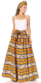 Sakkas Asma's Second Convertible Traditional Wax Print Maxi Skirt with Adjustable Straps - Buy One, Get One 50% Off skirts La Vie Bien Sakkas Asma's Second Convertible Traditional Wax Print Maxi Skirt with Adjustable Straps - Buy One, Get One 50% Off