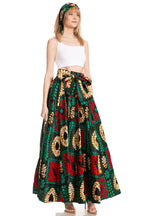 Sakkas Asma's Second Convertible Traditional Wax Print Maxi Skirt with Adjustable Straps - Buy One, Get One 50% Off skirts La Vie Bien Sakkas Asma's Second Convertible Traditional Wax Print Maxi Skirt with Adjustable Straps - Buy One, Get One 50% Off