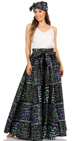 Sakkas Asma's Second Convertible Traditional Wax Print Maxi Skirt with Adjustable Straps - Buy One, Get One 50% Off skirts La Vie Bien Sakkas Asma's Second Convertible Traditional Wax Print Maxi Skirt with Adjustable Straps - Buy One, Get One 50% Off