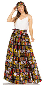 Sakkas Asma's Second Convertible Traditional Wax Print Maxi Skirt with Adjustable Straps - Buy One, Get One 50% Off skirts La Vie Bien Sakkas Asma's Second Convertible Traditional Wax Print Maxi Skirt with Adjustable Straps - Buy One, Get One 50% Off