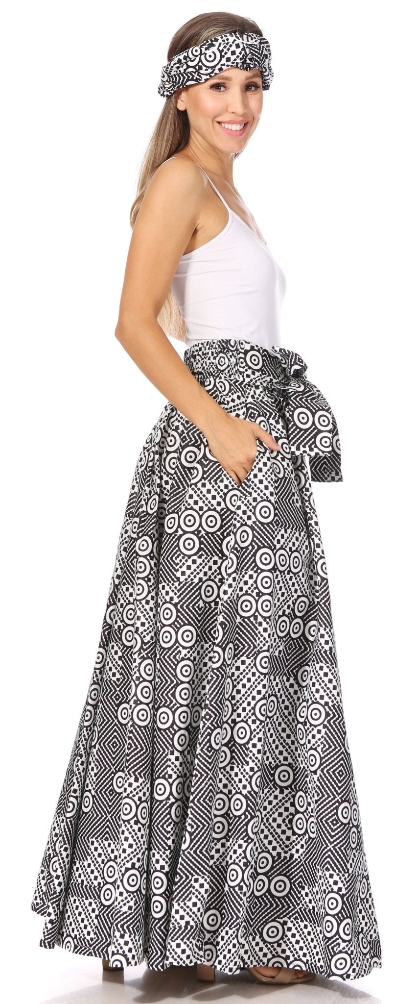 Sakkas Asma's Second Convertible Traditional Wax Print Maxi Skirt with Adjustable Straps - Buy One, Get One 50% Off skirts La Vie Bien Sakkas Asma's Second Convertible Traditional Wax Print Maxi Skirt with Adjustable Straps - Buy One, Get One 50% Off