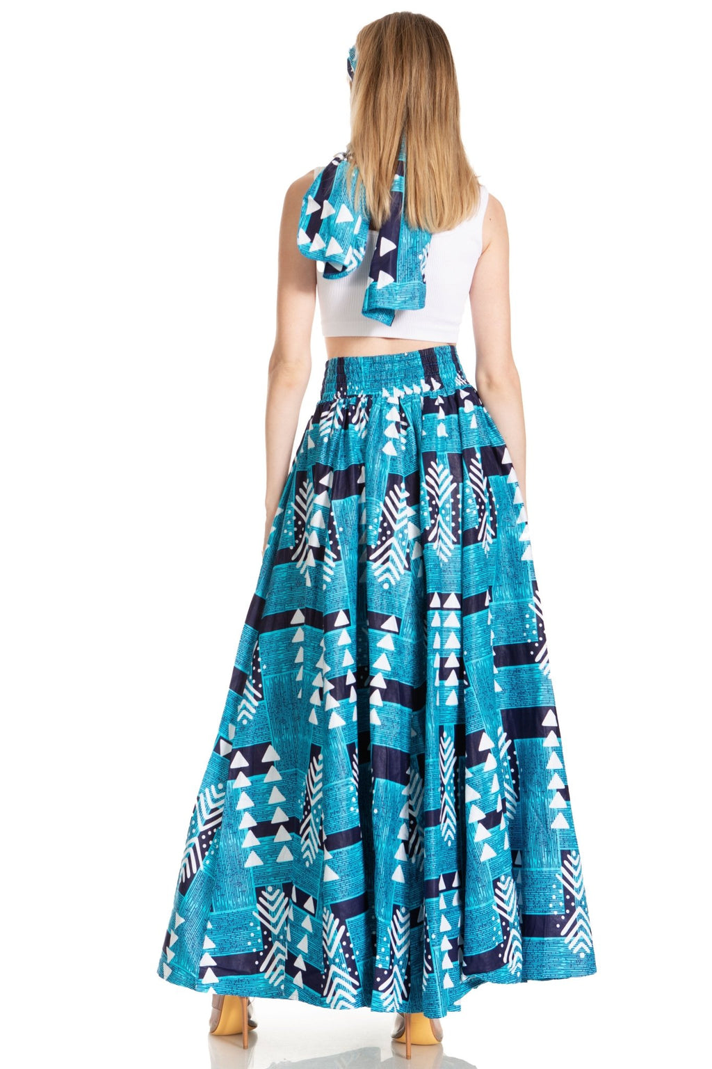 Sakkas Asma's Second Convertible Traditional Wax Print Maxi Skirt with Adjustable Straps - Buy One, Get One 50% Off skirts La Vie Bien Sakkas Asma's Second Convertible Traditional Wax Print Maxi Skirt with Adjustable Straps - Buy One, Get One 50% Off