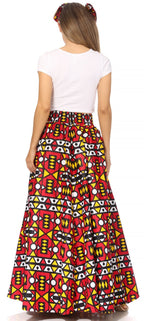 Sakkas Asma's Second Convertible Traditional Wax Print Maxi Skirt with Adjustable Straps - Buy One, Get One 50% Off skirts La Vie Bien Sakkas Asma's Second Convertible Traditional Wax Print Maxi Skirt with Adjustable Straps - Buy One, Get One 50% Off