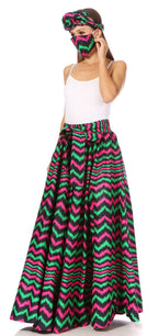 Sakkas Asma's Second Convertible Traditional Wax Print Maxi Skirt with Adjustable Straps - Buy One, Get One 50% Off skirts La Vie Bien Sakkas Asma's Second Convertible Traditional Wax Print Maxi Skirt with Adjustable Straps - Buy One, Get One 50% Off