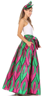 Sakkas Asma's Second Convertible Traditional Wax Print Maxi Skirt with Adjustable Straps - Buy One, Get One 50% Off skirts La Vie Bien Sakkas Asma's Second Convertible Traditional Wax Print Maxi Skirt with Adjustable Straps - Buy One, Get One 50% Off