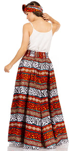 Sakkas Asma's Second Convertible Traditional Wax Print Maxi Skirt with Adjustable Straps - Buy One, Get One 50% Off skirts La Vie Bien Sakkas Asma's Second Convertible Traditional Wax Print Maxi Skirt with Adjustable Straps - Buy One, Get One 50% Off