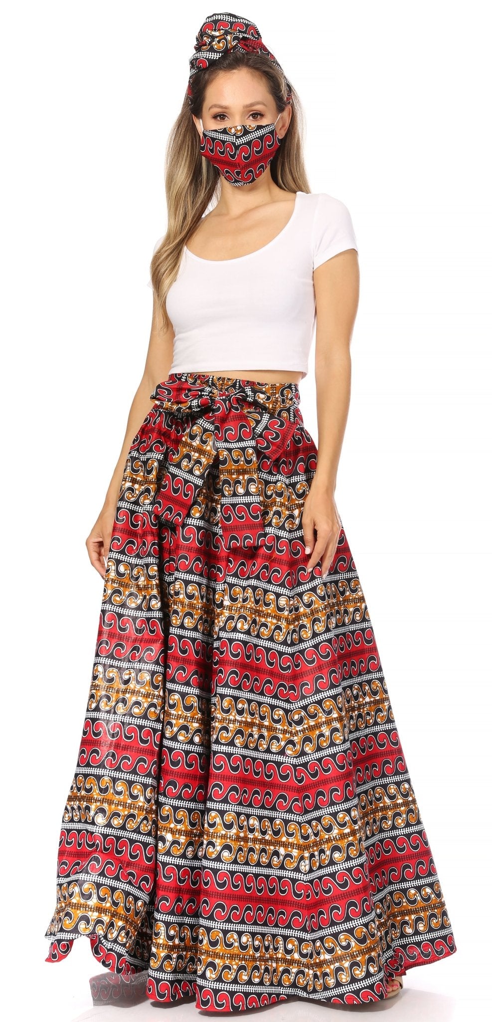 Sakkas Asma's Second Convertible Traditional Wax Print Maxi Skirt with Adjustable Straps - Buy One, Get One 50% Off skirts La Vie Bien Sakkas Asma's Second Convertible Traditional Wax Print Maxi Skirt with Adjustable Straps - Buy One, Get One 50% Off