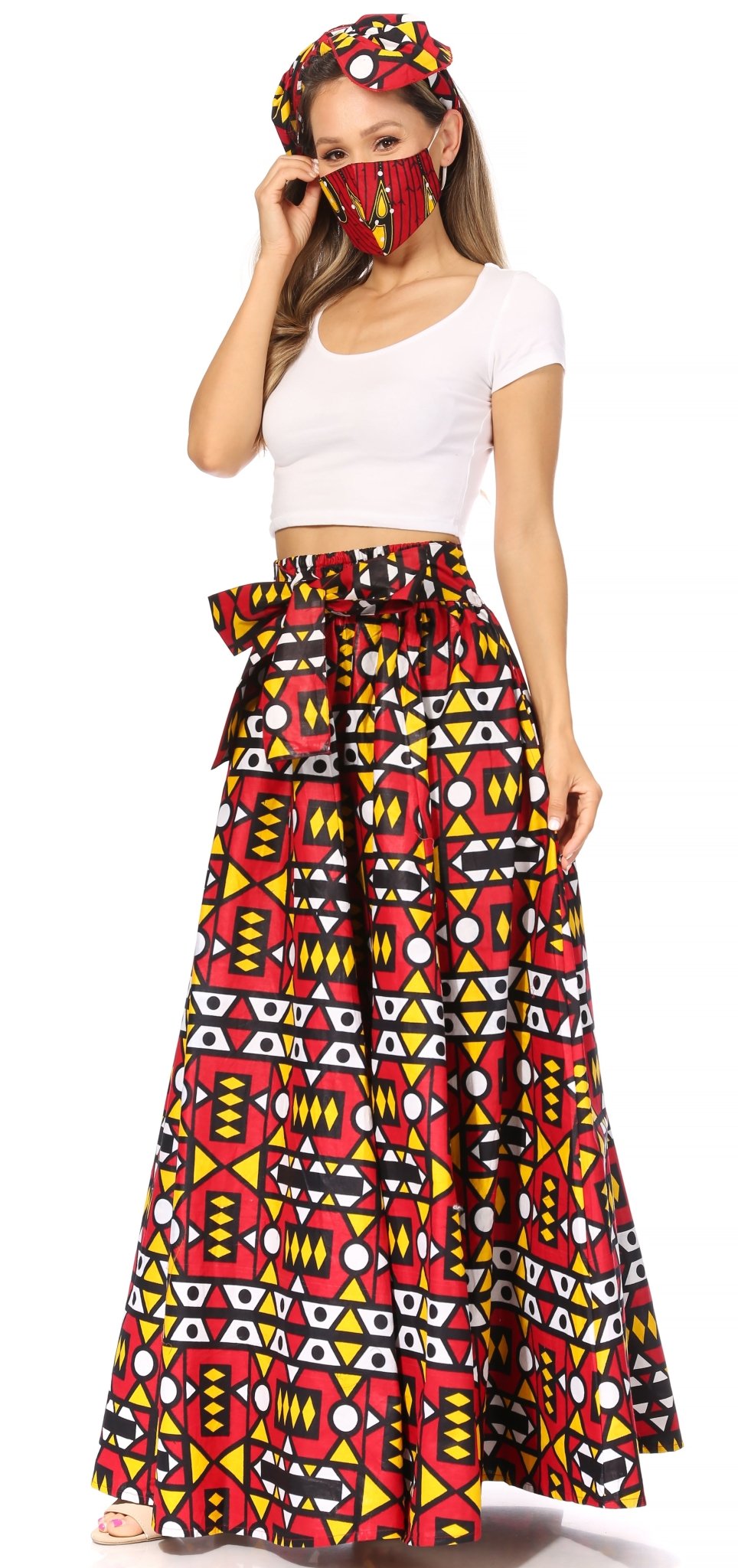 Sakkas Asma's Second Convertible Traditional Wax Print Maxi Skirt with Adjustable Straps - Buy One, Get One 50% Off skirts La Vie Bien Sakkas Asma's Second Convertible Traditional Wax Print Maxi Skirt with Adjustable Straps - Buy One, Get One 50% Off