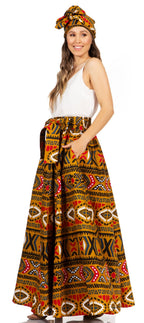 Sakkas Asma's Second Convertible Traditional Wax Print Maxi Skirt with Adjustable Straps - Buy One, Get One 50% Off skirts La Vie Bien Sakkas Asma's Second Convertible Traditional Wax Print Maxi Skirt with Adjustable Straps - Buy One, Get One 50% Off