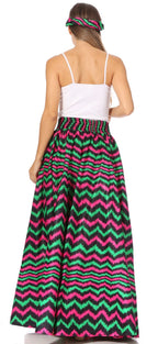 Sakkas Asma's Second Convertible Traditional Wax Print Maxi Skirt with Adjustable Straps - Buy One, Get One 50% Off skirts La Vie Bien Sakkas Asma's Second Convertible Traditional Wax Print Maxi Skirt with Adjustable Straps - Buy One, Get One 50% Off