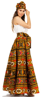 Sakkas Asma's Second Convertible Traditional Wax Print Maxi Skirt with Adjustable Straps - Buy One, Get One 50% Off skirts La Vie Bien Sakkas Asma's Second Convertible Traditional Wax Print Maxi Skirt with Adjustable Straps - Buy One, Get One 50% Off