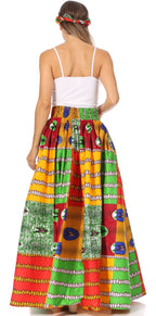 Sakkas Asma's Second Convertible Traditional Wax Print Maxi Skirt with Adjustable Straps - Buy One, Get One 50% Off skirts La Vie Bien Sakkas Asma's Second Convertible Traditional Wax Print Maxi Skirt with Adjustable Straps - Buy One, Get One 50% Off