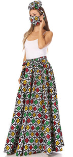 Sakkas Asma's Second Convertible Traditional Wax Print Maxi Skirt with Adjustable Straps - Buy One, Get One 50% Off skirts La Vie Bien Sakkas Asma's Second Convertible Traditional Wax Print Maxi Skirt with Adjustable Straps - Buy One, Get One 50% Off