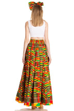 Sakkas Asma's Second Convertible Traditional Wax Print Maxi Skirt with Adjustable Straps - Buy One, Get One 50% Off skirts La Vie Bien Sakkas Asma's Second Convertible Traditional Wax Print Maxi Skirt with Adjustable Straps - Buy One, Get One 50% Off