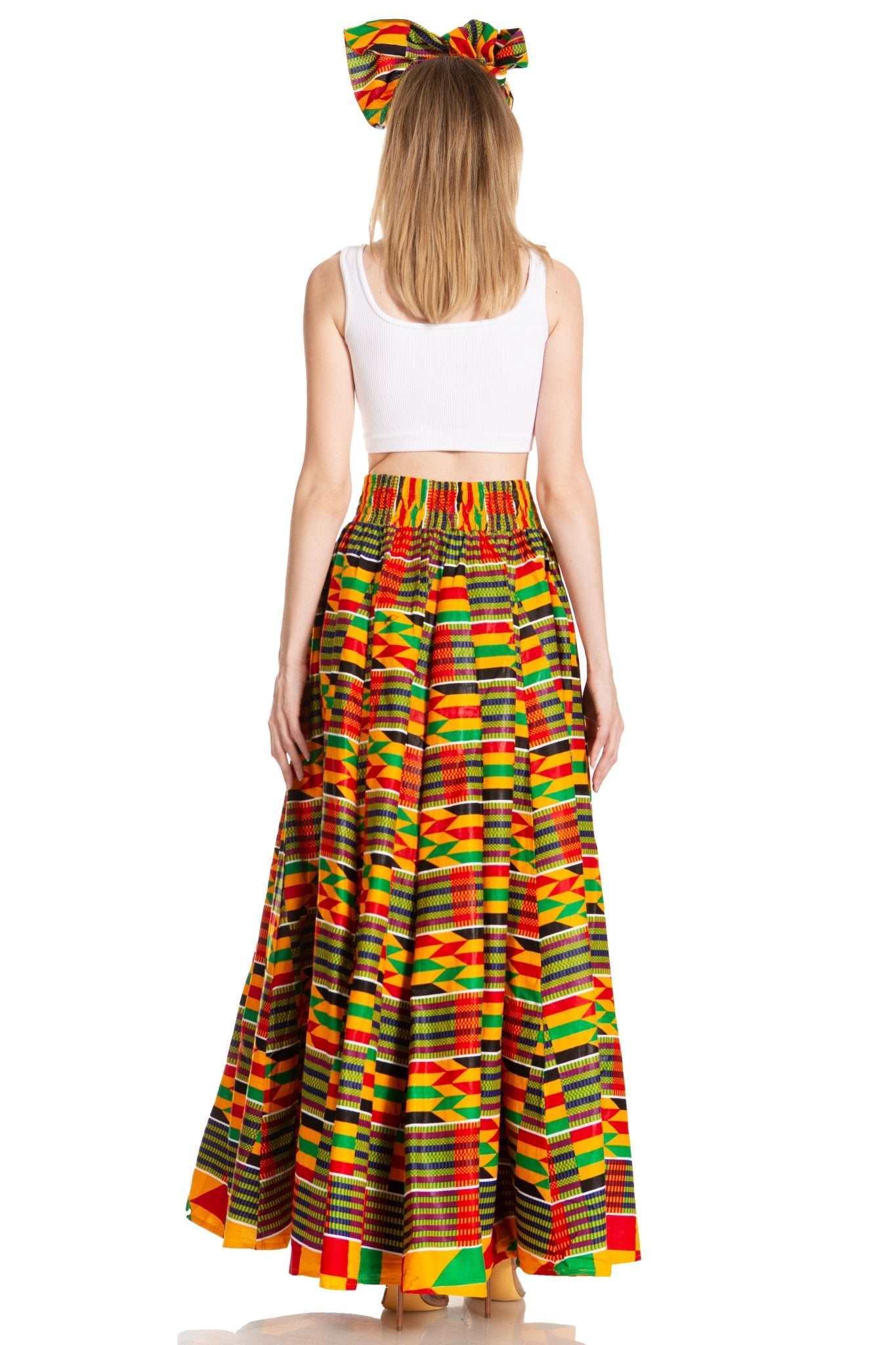 Sakkas Asma's Second Convertible Traditional Wax Print Maxi Skirt with Adjustable Straps - Buy One, Get One 50% Off skirts La Vie Bien Sakkas Asma's Second Convertible Traditional Wax Print Maxi Skirt with Adjustable Straps - Buy One, Get One 50% Off