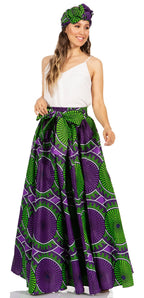 Sakkas Asma's Second Convertible Traditional Wax Print Maxi Skirt with Adjustable Straps - Buy One, Get One 50% Off skirts La Vie Bien Sakkas Asma's Second Convertible Traditional Wax Print Maxi Skirt with Adjustable Straps - Buy One, Get One 50% Off