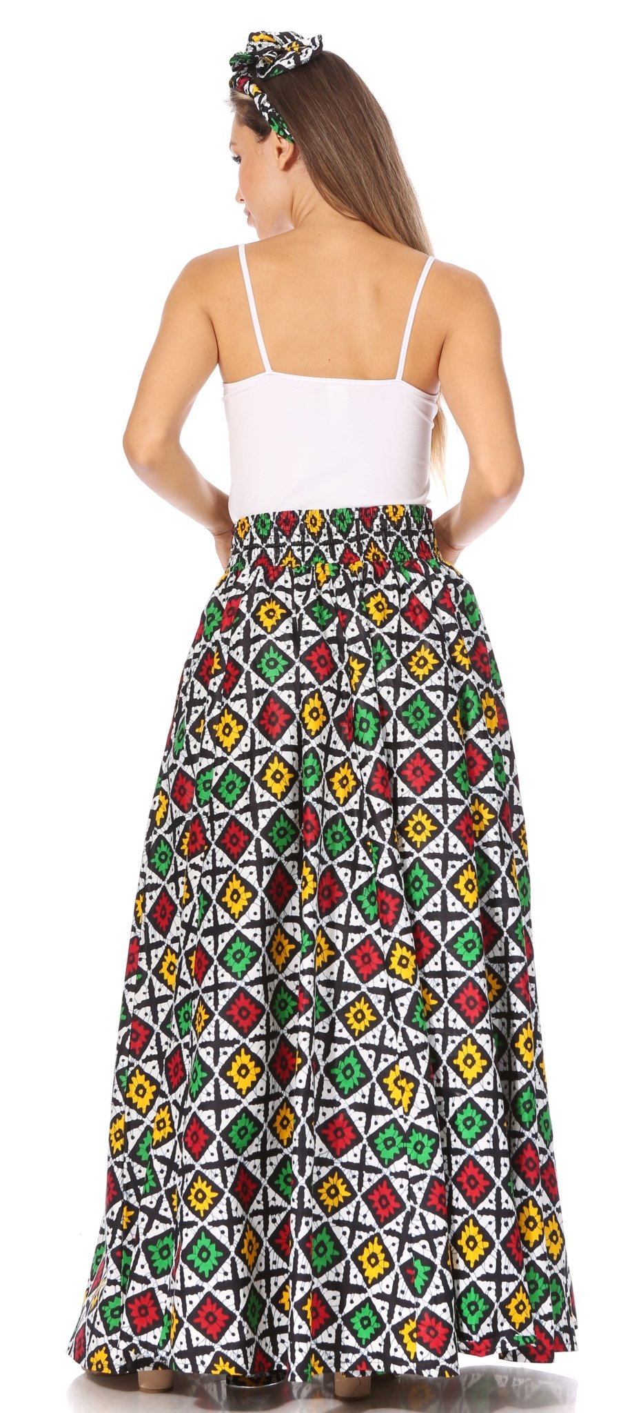 Sakkas Asma's Second Convertible Traditional Wax Print Maxi Skirt with Adjustable Straps - Buy One, Get One 50% Off skirts La Vie Bien Sakkas Asma's Second Convertible Traditional Wax Print Maxi Skirt with Adjustable Straps - Buy One, Get One 50% Off