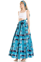 Sakkas Asma's Second Convertible Traditional Wax Print Maxi Skirt with Adjustable Straps - Buy One, Get One 50% Off skirts La Vie Bien Sakkas Asma's Second Convertible Traditional Wax Print Maxi Skirt with Adjustable Straps - Buy One, Get One 50% Off