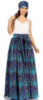 Sakkas Asma's Second Convertible Traditional Wax Print Maxi Skirt with Adjustable Straps - Buy One, Get One 50% Off skirts La Vie Bien Sakkas Asma's Second Convertible Traditional Wax Print Maxi Skirt with Adjustable Straps - Buy One, Get One 50% Off