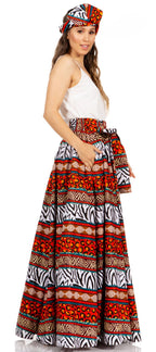 Sakkas Asma's Second Convertible Traditional Wax Print Maxi Skirt with Adjustable Straps - Buy One, Get One 50% Off skirts La Vie Bien Sakkas Asma's Second Convertible Traditional Wax Print Maxi Skirt with Adjustable Straps - Buy One, Get One 50% Off
