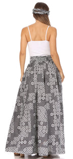 Sakkas Asma's Second Convertible Traditional Wax Print Maxi Skirt with Adjustable Straps - Buy One, Get One 50% Off skirts La Vie Bien Sakkas Asma's Second Convertible Traditional Wax Print Maxi Skirt with Adjustable Straps - Buy One, Get One 50% Off