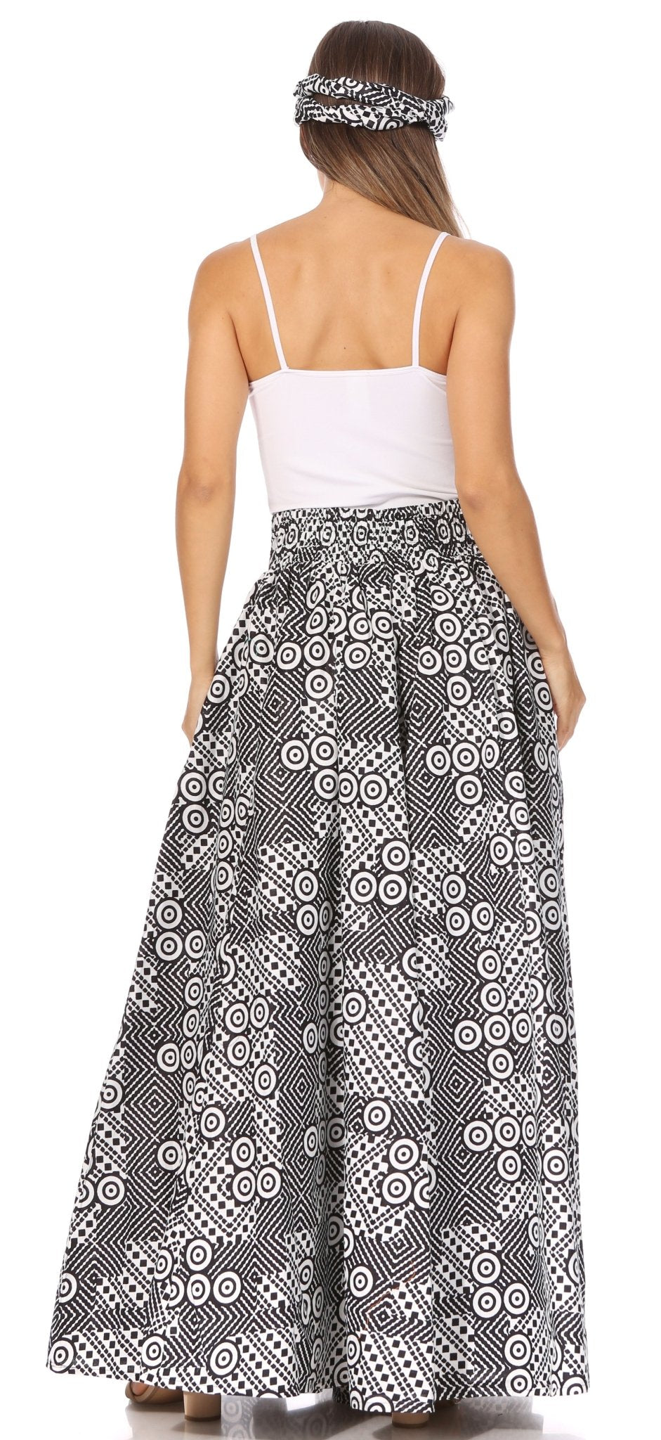Sakkas Asma's Second Convertible Traditional Wax Print Maxi Skirt with Adjustable Straps - Buy One, Get One 50% Off skirts La Vie Bien Sakkas Asma's Second Convertible Traditional Wax Print Maxi Skirt with Adjustable Straps - Buy One, Get One 50% Off