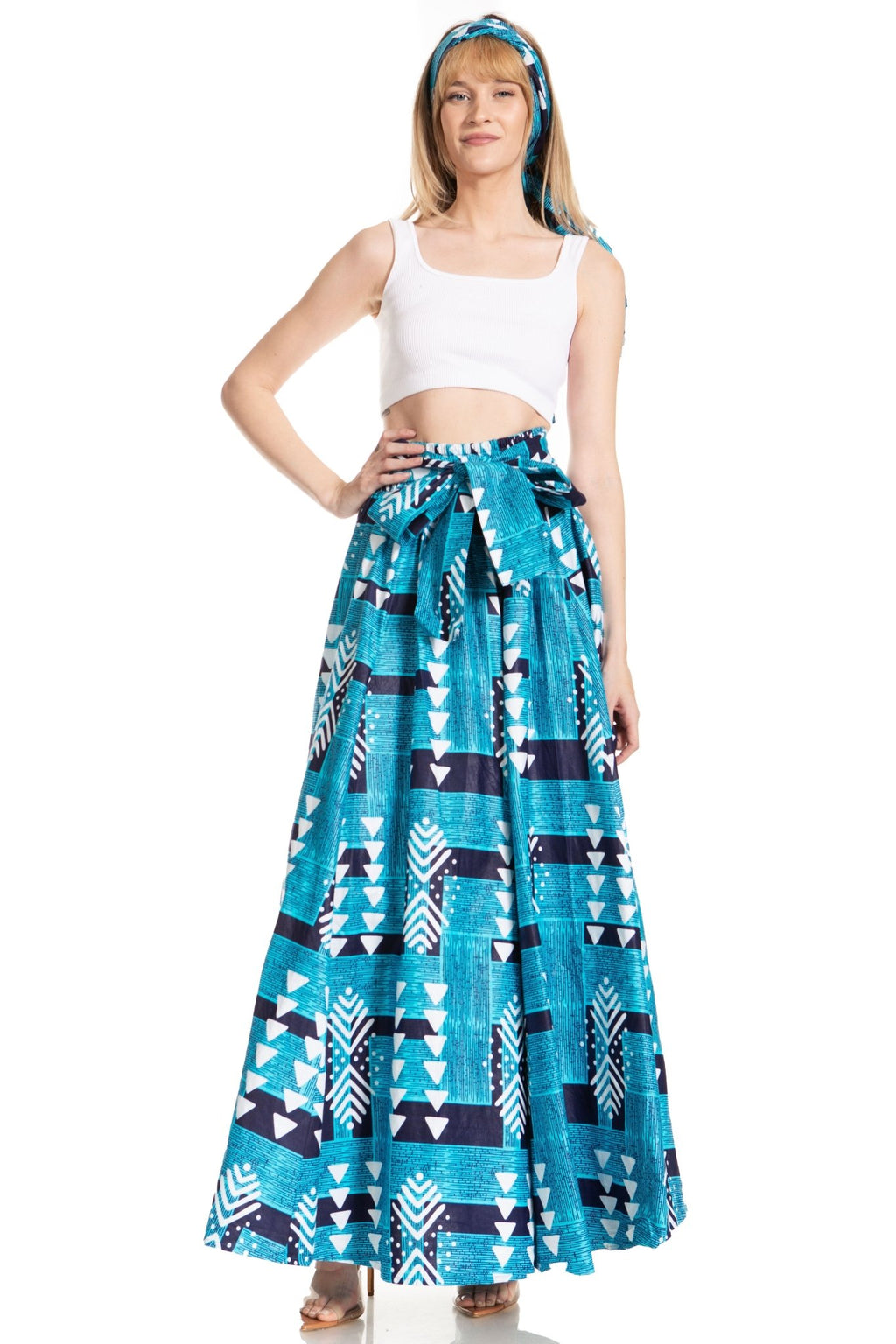 Sakkas Asma's Second Convertible Traditional Wax Print Maxi Skirt with Adjustable Straps - Buy One, Get One 50% Off skirts La Vie Bien Sakkas Asma's Second Convertible Traditional Wax Print Maxi Skirt with Adjustable Straps - Buy One, Get One 50% Off