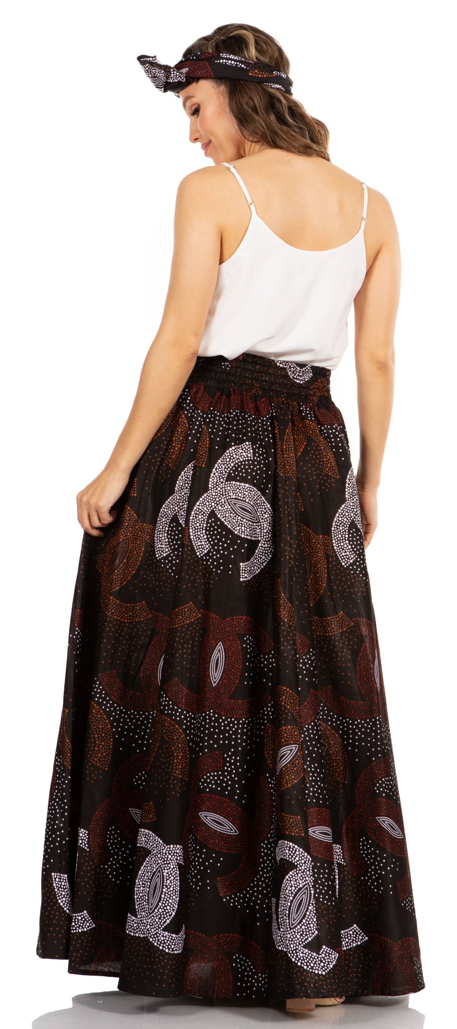 Sakkas Asma's Second Convertible Traditional Wax Print Maxi Skirt with Adjustable Straps - Buy One, Get One 50% Off skirts La Vie Bien Sakkas Asma's Second Convertible Traditional Wax Print Maxi Skirt with Adjustable Straps - Buy One, Get One 50% Off