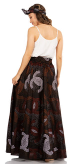 Sakkas Asma's Second Convertible Traditional Wax Print Maxi Skirt with Adjustable Straps - Buy One, Get One 50% Off skirts La Vie Bien Sakkas Asma's Second Convertible Traditional Wax Print Maxi Skirt with Adjustable Straps - Buy One, Get One 50% Off
