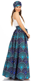 Sakkas Asma's Second Convertible Traditional Wax Print Maxi Skirt with Adjustable Straps - Buy One, Get One 50% Off skirts La Vie Bien Sakkas Asma's Second Convertible Traditional Wax Print Maxi Skirt with Adjustable Straps - Buy One, Get One 50% Off