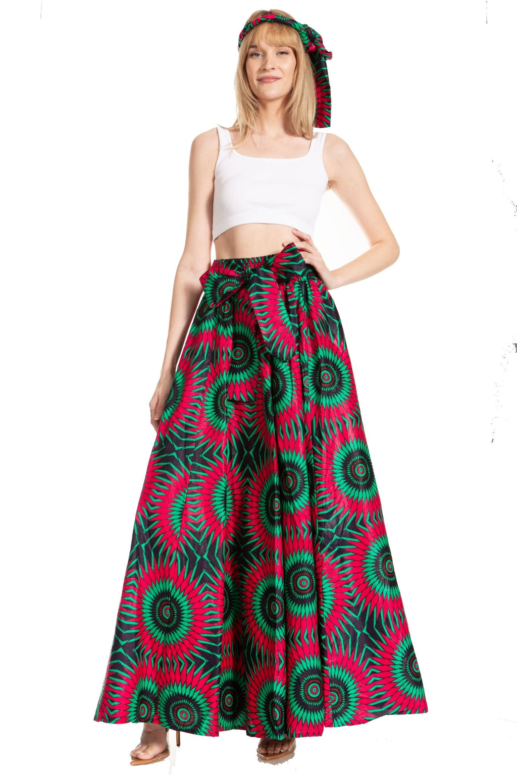 Sakkas Asma's Second Convertible Traditional Wax Print Maxi Skirt with Adjustable Straps - Buy One, Get One 50% Off skirts La Vie Bien Sakkas Asma's Second Convertible Traditional Wax Print Maxi Skirt with Adjustable Straps - Buy One, Get One 50% Off