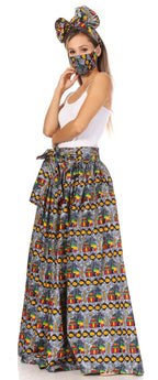 Sakkas Asma's Second Convertible Traditional Wax Print Maxi Skirt with Adjustable Straps - Buy One, Get One 50% Off skirts La Vie Bien Sakkas Asma's Second Convertible Traditional Wax Print Maxi Skirt with Adjustable Straps - Buy One, Get One 50% Off