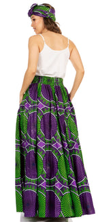 Sakkas Asma's Second Convertible Traditional Wax Print Maxi Skirt with Adjustable Straps - Buy One, Get One 50% Off skirts La Vie Bien Sakkas Asma's Second Convertible Traditional Wax Print Maxi Skirt with Adjustable Straps - Buy One, Get One 50% Off