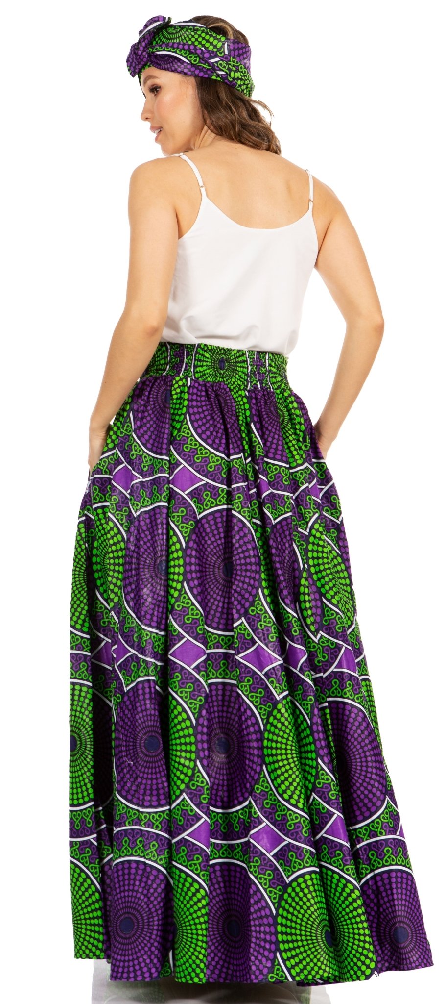 Sakkas Asma's Second Convertible Traditional Wax Print Maxi Skirt with Adjustable Straps - Buy One, Get One 50% Off skirts La Vie Bien Sakkas Asma's Second Convertible Traditional Wax Print Maxi Skirt with Adjustable Straps - Buy One, Get One 50% Off