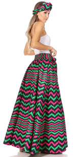 Sakkas Asma's Second Convertible Traditional Wax Print Maxi Skirt with Adjustable Straps - Buy One, Get One 50% Off skirts La Vie Bien Sakkas Asma's Second Convertible Traditional Wax Print Maxi Skirt with Adjustable Straps - Buy One, Get One 50% Off