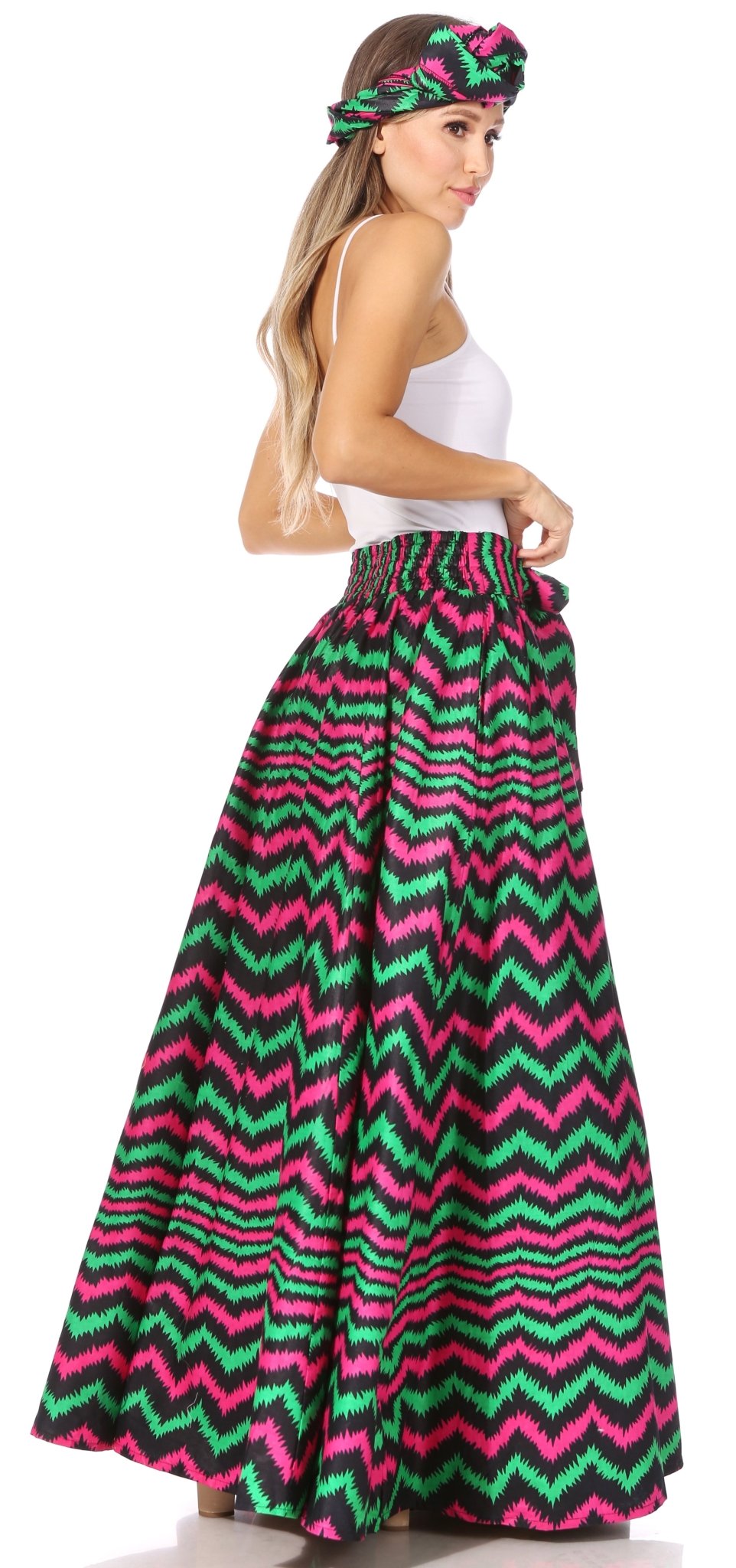 Sakkas Asma's Second Convertible Traditional Wax Print Maxi Skirt with Adjustable Straps - Buy One, Get One 50% Off skirts La Vie Bien Sakkas Asma's Second Convertible Traditional Wax Print Maxi Skirt with Adjustable Straps - Buy One, Get One 50% Off