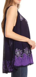 Sakkas Batik Embroidered V-Neck Sleeveless Blouse tops La Vie Bien Sakkas Batik Embroidered V-Neck Sleeveless Blouse