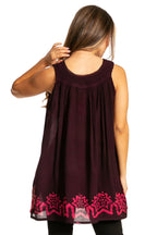 Sakkas Batik Embroidered V-Neck Sleeveless Blouse tops La Vie Bien Sakkas Batik Embroidered V-Neck Sleeveless Blouse