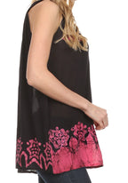 Sakkas Batik Embroidered V-Neck Sleeveless Blouse tops La Vie Bien Sakkas Batik Embroidered V-Neck Sleeveless Blouse