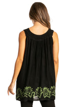Sakkas Batik Embroidered V-Neck Sleeveless Blouse tops La Vie Bien Sakkas Batik Embroidered V-Neck Sleeveless Blouse