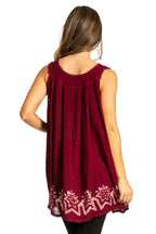 Sakkas Batik Embroidered V-Neck Sleeveless Blouse tops La Vie Bien Sakkas Batik Embroidered V-Neck Sleeveless Blouse