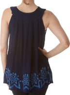 Sakkas Batik Embroidered V-Neck Sleeveless Blouse tops La Vie Bien Sakkas Batik Embroidered V-Neck Sleeveless Blouse